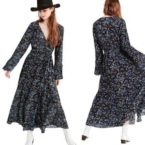 Urban Outfitters Floral Maxi Faux Wrap Dress size L